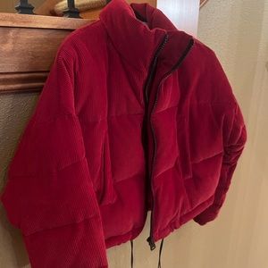 URBAN OUTFITTERS CORDUROY RED CROPPED JACKET